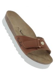 Sunbay Klapki "Bluebell" w kolorze jasnobrązowym rozmiar: 40. Brązowe klapki Sunbay, bez wzorów, z otwartym noskiem, bez obcasa. Za 127.65 zł.