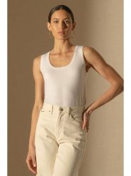 Perfect Cashmere Kaszmirowy top "Vanesia" w kolorze kremowym rozmiar: XL. Brązowe topy Perfect Cashmere, xl, bez wzorów, z kaszmiru, bez kołnierzyka, bez ramiączek. Za 167.28 zł.