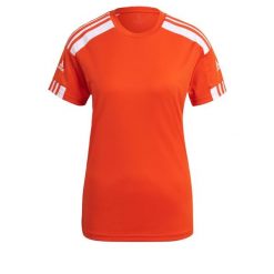 Koszulka damska adidas Squadra 21 Jersey. Białe bluzki Adidas, s, bez wzorów, z jersey, sportowe, bez kołnierzyka, bez ramiączek. Za 69.00 zł.