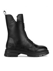 Rieker Botki Z9852-00 Czarny. Czarne botki Rieker, bez wzorów, ze skóry, bez obcasa, na płaskiej podeszwie, bez zapięcia. Za 359.00 zł.