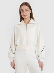 4F Bluza dresowa rozpinana bez kaptura damska 4F x Anna Lewandowska - biała M. Białe bluzy sportowe 4f, m, bez wzorów, z dresówki, bez kaptura. Za 159.99 zł.