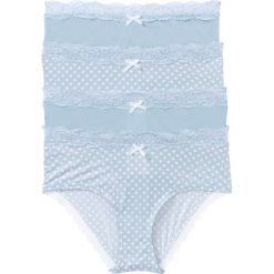 Figi z mikrofibry "maxi panty" (4 pary) bonprix pudrowy niebieski - biały z nadrukiem. Figi bonprix. Za 51.96 zł.
