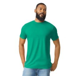 Koszulka CVC Dla Dorosłych Unisex. Zielone bluzki GILDAN, bez wzorów, sportowe, bez kołnierzyka, bez ramiączek. Za 42.99 zł.