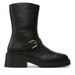 Botki Pollini. Czarne botki Pollini, bez wzorów, bez obcasa, na słupku, bez zapięcia. Za 1,899.00 zł.