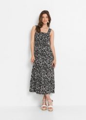 Sukienka midi. Białe sukienki bonprix, bez wzorów, bez kołnierzyka, bez ramiączek, midi. Za 117.99 zł.