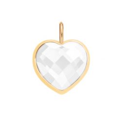 Zawieszka Mini Icons serce z mlecznym kryształem, pozłacana. Białe bransoletki Lilou, pozłacane. Za 99.00 zł.