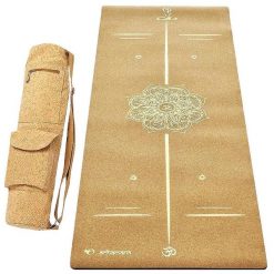 Zestaw mata do jogi z gumy i korka 5 mm + torba z korka - Bodylines złota. Żółte torby na ramię ACHAMANA, bez wzorów, z bawełny, eleganckie, na ramię, duże, bez dodatków. Za 550.00 zł.