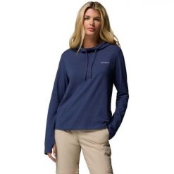 Bluza Z Kapturem Damska EU Sun Trek. Niebieskie bluzy Columbia, l, bez wzorów, z bawełny, z kapturem. Za 257.99 zł.