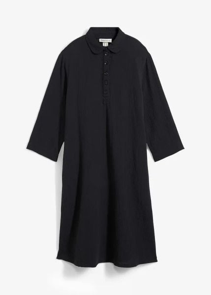 Sukienka szmizjerka z muślinu. Czarne sukienki bonprix, bez wzorów, z bawełny, bez kołnierzyka, bez ramiączek, szmizjerki. Za 119.99 zł.