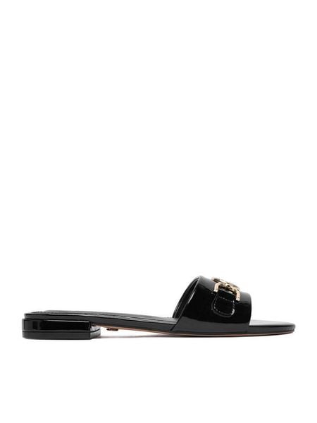 Nine West Klapki CEO-LS6445-01 Czarny. Czarne klapki Nine West, bez wzorów, z materiału, bez obcasa. Za 179.99 zł.