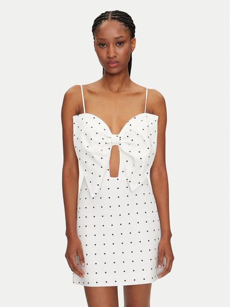 Bardot Sukienka letnia Vieda Linen Bow 59711DB Biały Regular Fit. Białe sukienki Bardot, na lato, bez wzorów, ze lnu, bez kołnierzyka, bez ramiączek. Za 369.99 zł.