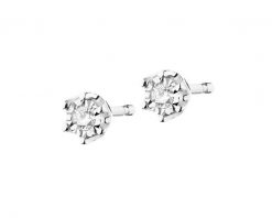 Kolczyki z białego złota z brylantami - 0,05 ct - próba 375. Białe kolczyki Apart, z brylantem, złote. Za 899.00 zł.