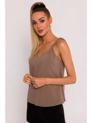 Made of emotion Top w kolorze jasnobrązowym rozmiar: S. Brązowe topy Made Of Emotion, s, bez wzorów, bez kołnierzyka, bez ramiączek. Za 193.70 zł.