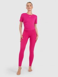 4F Legginsy do jogi i pilatesu szybkoschnące damskie - różowe XS. Czerwone legginsy 4f, l, bez wzorów, z dzianiny, z podwyższonym stanem. Za 169.99 zł.