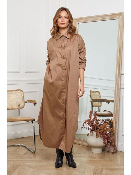 Joséfine Sukienka "Mateo" w kolorze beżowym rozmiar: XL. Brązowe sukienki Joséfine, xl, bez wzorów, bez kołnierzyka, bez ramiączek, maxi. Za 160.58 zł.