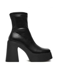 DeeZee Botki 2202352-2 Czarny. Czarne botki DeeZee, bez wzorów, z materiału, bez obcasa, na słupku, bez zapięcia. Za 229.99 zł.