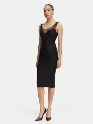 Elisabetta Franchi Sukienka koktajlowa AB-870-61E2-V650 Czarny Slim Fit. Czarne sukienki Elisabetta Franchi, bez wzorów, z syntetyku, wizytowe, bez kołnierzyka, bez ramiączek. Za 2,769.00 zł.