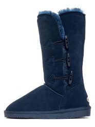 NICEBAY Skórzane kozaki zimowe "Meander" w kolorze granatowym rozmiar: 39. Niebieskie kozaki NICEBAY, na zimę, z materiału, bez obcasa, bez zapięcia. Za 260.99 zł.