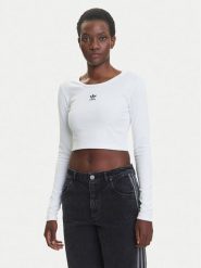 Adidas Bluzka Essentials Ribbed JC9011 Biały Slim Fit. Białe bluzki Adidas, m, bez wzorów, z bawełny, bez kołnierzyka, bez ramiączek. Za 129.99 zł.
