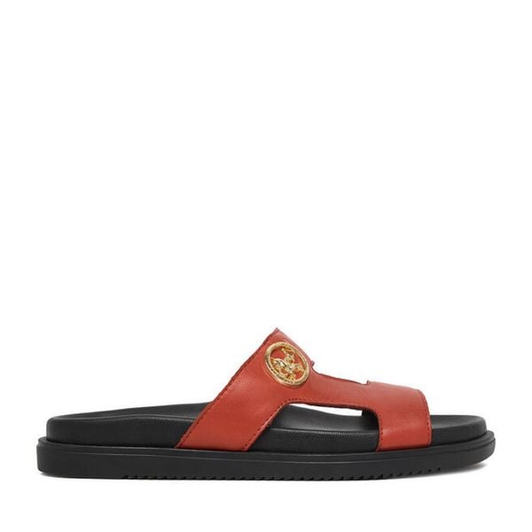 Klapki Beverly Hills Polo Club. Czerwone klapki Beverly Hills Polo Club, bez wzorów, bez obcasa. Za 253.99 zł.