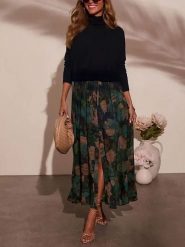 Milan Kiss Spódnica w kolorze zielono-granatowo-beżowym rozmiar: M. Brązowe spódnice Milan Kiss, na co dzień, m, bez wzorów, maxi, proste. Za 152.99 zł.