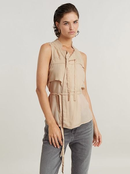 G-Star Bluzka w kolorze beżowym rozmiar: XS. Brązowe bluzki G-Star, xs, bez wzorów, retro, bez kołnierzyka, bez ramiączek. Za 152.98 zł.