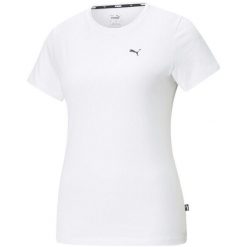 Koszulka treningowa damska Puma ESS Small Logo Tee. Białe koszulki sportowe Puma, bez wzorów, bez ramiączek. Za 175.00 zł.