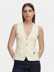 Tommy Hilfiger Top WW0WW49707 Beżowy jasny Slim Fit. Brązowe topy TOMMY HILFIGER, m, bez wzorów, z bawełny, bez kołnierzyka, bez ramiączek. Za 529.99 zł.