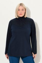 Damskie bluza strecz pluszowy polar kołnierz typu półgolf długi rękaw. Niebieskie bluzy Ulla Popken, plus size, bez wzorów, z dresówki, bez kaptura. Za 239.99 zł.