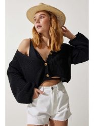 Happiness Istanbul Kardigan w kolorze czarnym rozmiar: onesize. Czarne kardigany Happiness Istanbul, bez wzorów, ze splotem. Za 56.79 zł.