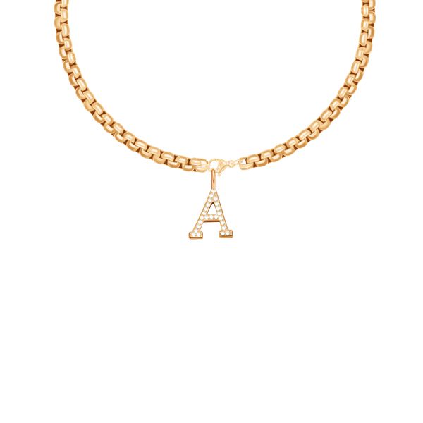 Naszyjnik łańcuch Cube z literką A z cyrkoniami pozłacany. Naszyjniki Lilou, z cyrkonią, pozłacane. Za 338.00 zł.