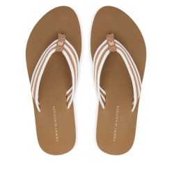 Japonki Tommy Hilfiger. Brązowe klapki TOMMY HILFIGER, bez wzorów, bez obcasa. Za 189.99 zł.