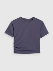 4F Crop-top do jogi i pilatesu szybkoschnący damski - niebieski S. Niebieskie koszulki sportowe 4f, bez wzorów, z elastanu, bez ramiączek, na jogę i pilates. Za 99.99 zł.