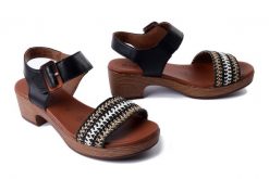RIEKER REMONTE D0N58-03 black combiantion, sandały damskie. Czarne sandały Rieker Remonte, bez wzorów, bez obcasa, na obcasie, bez zapięcia. Za 369.90 zł.