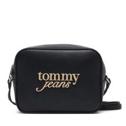 Torebka Tommy Jeans. Czarne listonoszki Tommy Jeans, bez wzorów, z jeansu, bez dodatków. Za 289.99 zł.