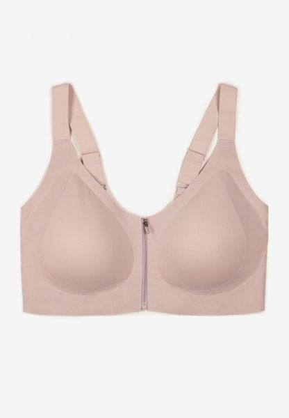 Jasnofioletowy Sportowy Biustonosz z Suwakiem z Przodu Eziline. Fioletowe bielizna sportowa Born2be, plus size, bez wzorów. Za 69.99 zł.