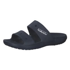 Klapki Dla Dorosłych Crocs Classic Sandal. Niebieskie klapki Crocs, bez wzorów, z materiału, bez obcasa. Za 118.99 zł.