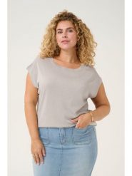 KAFFE curve Koszulka w kolorze szarym rozmiar: L. Szare bluzki KAFFE curve, l, bez wzorów, bez kołnierzyka, bez ramiączek. Za 56.99 zł.