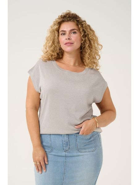 KAFFE curve Koszulka w kolorze szarym rozmiar: XL. Szare bluzki KAFFE curve, xl, bez wzorów, bez kołnierzyka, bez ramiączek. Za 77.95 zł.