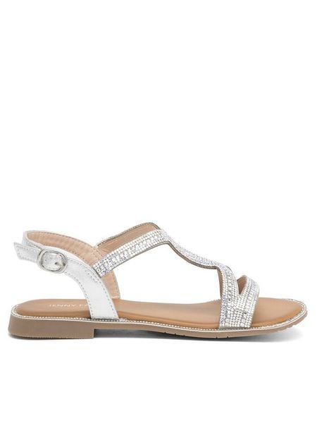 Jenny Fairy Sandały WS120701-02EOB Srebrny. Szare sandały Jenny Fairy, bez wzorów, z syntetyku, bez obcasa, na płaskiej podeszwie, bez zapięcia. Za 119.99 zł.