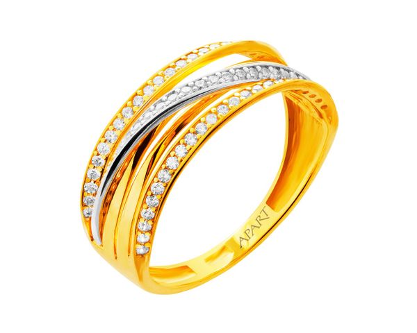 Złoty pierścionek z cyrkoniami. Żółte pierścionki Apart, z cyrkonią, złote. Za 1,149.00 zł.