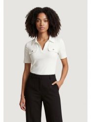 Morgan Polo 251-DROSSO Biały Regular Fit. Białe koszulki polo Morgan, l, bez wzorów, z syntetyku, bez kołnierzyka, bez ramiączek. Za 179.99 zł.