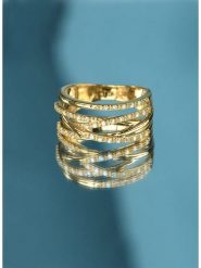 Maison héritage PARIS Złoty pierścionek "Entrelacs Eternel" z diamentami rozmiar: 52. Żółte pierścionki Maison héritage PARIS, z diamentem, złote. Za 3,088.99 zł.