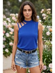 SOULSHAE Top w kolorze niebieskim rozmiar: L/XL. Niebieskie topy SOULSHAE, l, bez wzorów, z wiskozy, bez kołnierzyka, bez ramiączek. Za 139.95 zł.