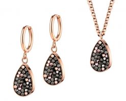 Kolczyki i naszyjnik ze stali szlachetnej z markasytami - komplet - łezki. Naszyjniki Artelioni, ze stali. Za 299.00 zł.