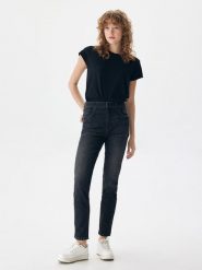 LTB Dżinsy "Freya" - Slim fit - w kolorze antracytowym rozmiar: W27/L32. Czarne jeansy LTB, l, z aplikacjami, z podwyższonym stanem. Za 70.41 zł.