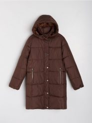 Płaszcz pikowany - brązowy. Brązowe płaszcze Sinsay, l, bez wzorów, bez kaptura. Za 129.99 zł.