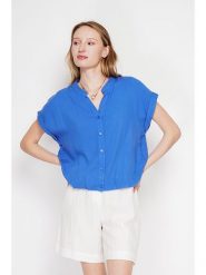 Le Jardin du Lin Bluzka w kolorze niebieskim rozmiar: 42. Niebieskie bluzki Le jardin du lin, bez wzorów, bez kołnierzyka, bez ramiączek. Za 100.99 zł.