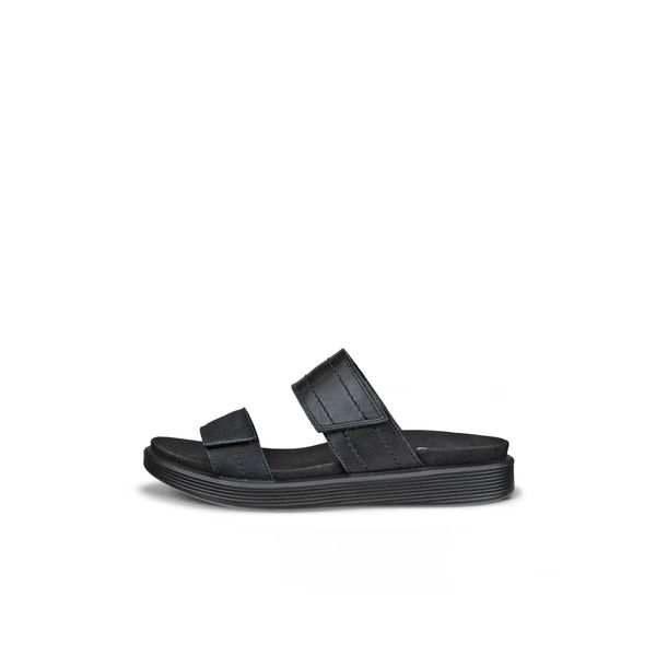 Sandały damskie Ecco Slide. Czarne sandały ecco, bez wzorów, z materiału, eleganckie, bez obcasa, bez zapięcia. Za 399.00 zł.