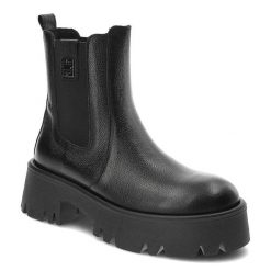 Czarne Botki Lemar Damskie Modne Skórzane Buty. Czarne botki Lemar, na jesień, bez wzorów, z materiału, bez obcasa, bez zapięcia. Za 379.00 zł.
